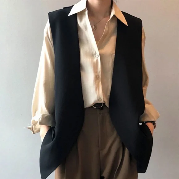 Zara Black Sleeveless Blazer Vest Open Sides Adjustable Size S - Picture 7 of 9